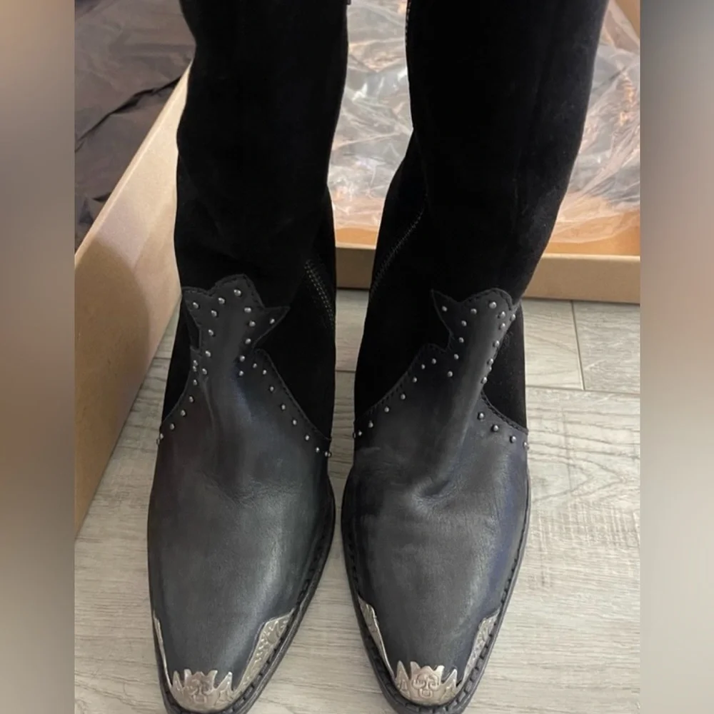 Spell evie Over-the-Knee suede and leather Fringe Boots